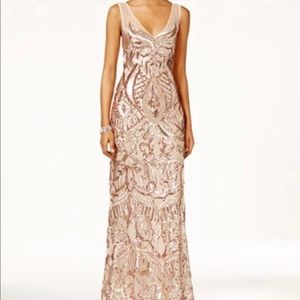 Adrianna Papell 10P Rose gold mermaid gown NWT